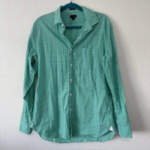 J Crew Ludlow Men's Green‎ Gingham Button Down Shirt Long Sleeve Casual Size L